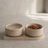 Travertine cat or dog double bowl set | Water Fixtures by AYMARBLEDESIGN LLC