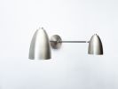 Bathroom Vanity Wall Double Sconce - Brushed Nickel Light | Sconces by Retro Steam Works. Item composed of brass in mid century modern or contemporary style