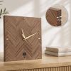 Wood Wall Clock, Herringbone Marquetry, Silent Scandinavian Design | Decorative Objects by Vesta Corte