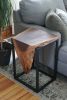 Live Edge Walnut Waterfall Cube Side Table | Tables by Hazel Oak Farms. Item made of walnut with metal