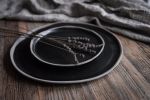 BLACK on GREY , Handmade handcrafted anthracite stoneware | Plate in Dinnerware by Laima Ceramics. Item composed of stoneware in minimalism or contemporary style
