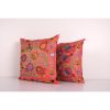 Suzani Silk Cushion Cover, Set of Two Hand Embroidery Peach | Pillows by Vintage Pillows Store