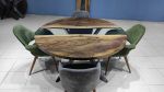 Custom 60" Diameter, Round Dark Walnut Wood, Clear Epoxy | Dining Table in Tables by LuxuryEpoxyFurniture. Item composed of wood & synthetic