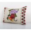 Turkish Aubusson Floral Lumbar Kilim Pillow Cover, Organic F | Cushion in Pillows by Vintage Pillows Store