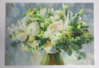 ORIGINAL Custom Bridal Bouquet Painting oil canvas panel art | Oil And Acrylic Painting in Paintings by Natart. Item made of canvas with synthetic