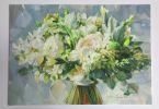 ORIGINAL Custom Bridal Bouquet Painting oil canvas panel art | Oil And Acrylic Painting in Paintings by Natart. Item made of canvas with synthetic