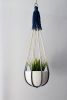 Tassel-Free Macrame Plant Hanger – Navy & Cream – 26” Hand-Dyed Indoor Planter | Plants & Landscape by Freefille