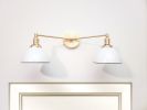 2-Light Vanity Mirror Sconce - Live Brass Modern Double | Sconces by Retro Steam Works. Item made of metal with glass