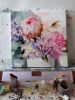 Peony Hydrangea oil painting canvas original art, Pink | Oil And Acrylic Painting in Paintings by Natart. Item made of canvas with synthetic works with contemporary style