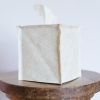 Cream Vegan Leather Single Tissue Box Cover | Decorative Box in Decorative Objects by Vantage Design