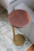 Small, Live-edge Walnut, Gold round side table | Tables by Hazel Oak Farms. Item made of walnut with steel