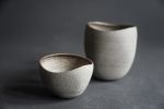 STC cup "Shell" -organic natural shape stoneware in grey | Drinkware by Laima Ceramics. Item composed of stoneware in minimalism style