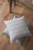 Light Green Grey Cross Hatch Wool with Flange Pillow 22x22 | Pillows by Vantage Design