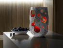 Sculptural vase, gray candle lantern | Candle Holder in Decorative Objects by Donatas Žukauskas. Item composed of paper