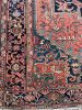 SWOONING Watermelon & Denim Blue Antique Persian Heriz | Area Rug in Rugs by The Loom House. Item composed of cotton and fiber