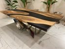 Made To Order Epoxy Table, Black Resin Dining Table | Tables by Tinella Wood. Item made of walnut with wool works with minimalism & contemporary style