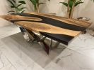Made To Order Epoxy Table, Black Resin Dining Table | Tables by Tinella Collection. Item made of walnut with wool works with minimalism & contemporary style