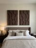 Diptych Wall Art Set (2 pieces) - Modern Textured Plaster Sculptures - Dark Brown Decor - Housewarming Gift | Wall Sculpture in Wall Hangings by Vaiva Art Atelier