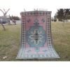 Vintage Turkish Blue Color Oushak Rug, Living Room Rug | Area Rug in Rugs by Vintage Pillows Store. Item composed of cotton & fiber
