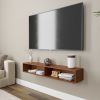 Walnut Solid Wood Floating Tv-Stand, Modern Floating Media C | Ledge in Storage by Picwoodwork. Item made of oak wood
