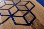 Honeycomb Epoxy Table - Blue Resin Table - River Table | Dining Table in Tables by Tinella Collection. Item composed of walnut and synthetic in contemporary or art deco style