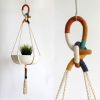 Modern Color Block Macrame Plant Hanger – 37” Handmade Boho Hanging Planter | Plants & Landscape by Freefille