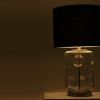 Glanz Glass Table Lamp | Sconces by Home Blitz. Item composed of cotton & brass compatible with mid century modern style