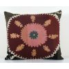 Suzani Square Cushion Cover, Tribal House Decor- Embroidery | Sham in Linens & Bedding by Vintage Pillows Store. Item composed of cotton