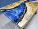 Custom Order Poplar Wood Sea Ocean İce Design Blue Epoxy | Dining Table in Tables by LuxuryEpoxyFurniture. Item composed of wood and synthetic