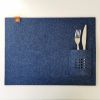 Navy blue rectangle placemats with cutlery pocket. Set of 2 | Tableware by DecoMundo Home. Item composed of fabric and leather in minimalism or industrial style