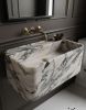 Calacatta viola wall mounted marble sink | Water Fixtures by AYMARBLEDESIGN LLC