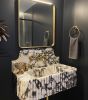 Calacatta Viola Marble Grooved Vessel Sink, Fluted Washbasin, Luxury Bathroom Vanity Natural Stone | Water Fixtures by AYMARBLEDESIGN LLC