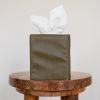 Olive Green Faux Leather Single Tissue Box Cover | Toiletry in Storage by Vantage Design