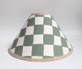 A Pair of Green & Cream Checkerboard Hand Painted Lampshades | Table Lamp in Lamps by Rosie Gore. Item composed of paper
