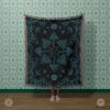 IVI - Mushroom + Cannabis  Blanket Blue Green | Linens & Bedding by Sean Martorana. Item made of cotton with fiber