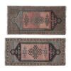 Pair of Turkish Rug, Small Handmade Distressed Oushak Rug | Area Rug in Rugs by Vintage Pillows Store. Item made of cotton