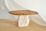 Brutalist natural style OVAL coffee table | Tables by VANDENHEEDE FURNITURE-ART-DESIGN. Item composed of wood & stone compatible with boho and contemporary style
