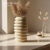 Fluted travertine vase | Vases & Vessels by AYMARBLEDESIGN LLC