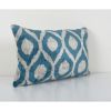 Ikat Lumbar Pillow, Sky Blue Silk Velvet Pillow Cover, Polka | Cushion in Pillows by Vintage Pillows Store