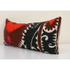 12" x 32"  Turkish Suzani Cushion Cover, Faded Suzani Pillow | Pillows by Vintage Pillows Store. Item made of fabric