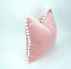 blush velvet with white pom poms // blush with white pom pom | Pillow in Pillows by Velvet Fringe