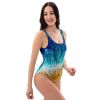 Women's Swimsuit - Good Tidings - Fluid Blue Gold | Work by Eman's Gallery
