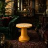 Handmade Bone Inlay Sunburst Pedestal Table Mustard Yellow side table | End Table in Tables by IKKAZA