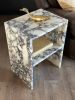 Handmade Calacatta Viola Marble Nightstand: Natural Stone Side Table | Tables by AEGEAN MARBLE ARTISAN ATELIER
