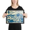 Framed Print - Minimalist Ocean Framed Print - Blue Airwaves Abstract Design | Work by Eman's Gallery