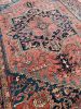 SWOONING Watermelon & Denim Blue Antique Persian Heriz | Area Rug in Rugs by The Loom House. Item composed of cotton and fiber
