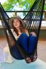 Black Woven Macrame Hammock Chair with tassels | DIANA BLACK | Chairs by Limbo Imports Hammocks. Item composed of wood & cotton