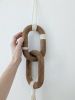Long Wood and Rope Wall Sculpture, Organic Modern Wall Art | Wall Hangings by Damaris Kovach. Item made of wood with cotton works with modern style
