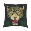 Jaguar w/ Marigold Leaves Velvet Cushion | Pillows by Sean Martorana. Item composed of fabric