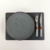 Exclusive black placemat of slate rock and felt, 1 pc. | Tableware by DecoMundo Home. Item composed of fabric and stone in minimalism or country & farmhouse style